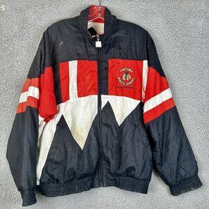 Vintage Portland Winterhawks Hockey Jacket Medium Black Red Wave Coat